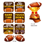 Football Prop Set featuring 10" square props, 14" football, and 18" trophy prop with pop socket.