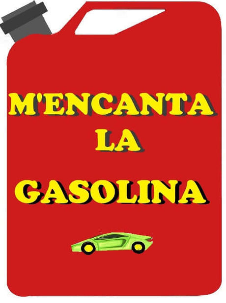 Colorful photo booth prop with a gas can design saying "Me encanta la Gasolina", ideal for fun events.