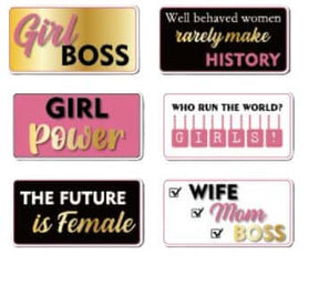 Colorful Girl Power photo booth props set with fun sayings for empowering events.