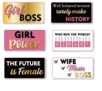 Colorful Girl Power photo booth props set with fun sayings for empowering events.
