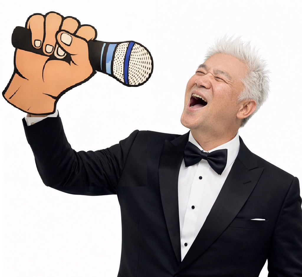 Big Oversized Hand Holding Microphone with Pop Socket Holder - PVC Party Prop