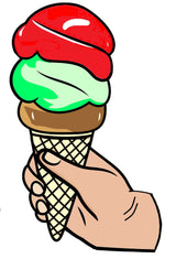 Medium hand holding a colorful ice cream cone with PopSocket, ideal for photo booth fun props.