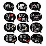 Just Married Wedding Photo Booth Props Set 6 Piece Double Sided Signs For Memorable Wedding Photos