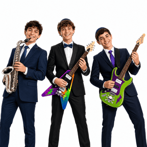 NEW Bigger Musical Instruments- Band collection featuring three young musicians with colorful oversized instruments.