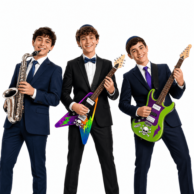 NEW Bigger Musical Instruments- Band collection featuring three young musicians with colorful oversized instruments.