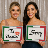 Bella Italia Photo Booth Props In Italian Cannoli And Pizza Themed Party Set For Weddings And Events