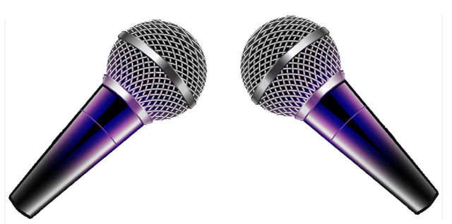 Double sided 15" microphone photo booth prop, fun and colorful addition to any event, 6mm thick, high-quality design.
