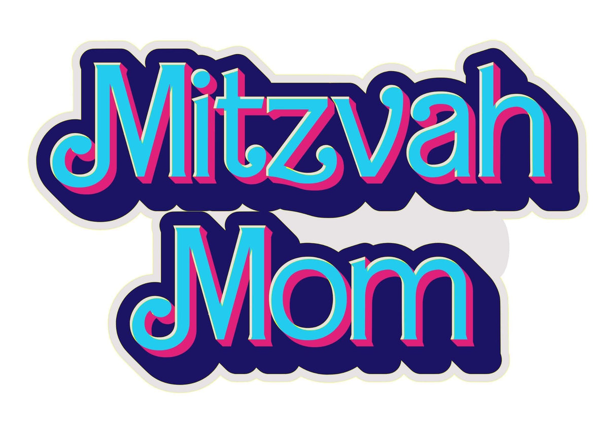 Colorful 'Mitzvah Mom' sign, 15-inch prop with anti-glare feature, perfect for celebrations.