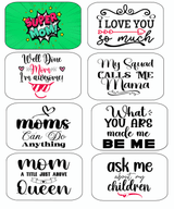 Colorful Mothers Day Prop Set featuring fun mom-themed quotes for celebrations and parties.