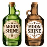 Moon Shine Big Bottle - Big PVC Photo Booth Prop featuring green and brown bottles, perfect for events and parties.