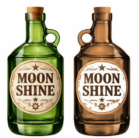 Moon Shine Big Bottle - Big PVC Photo Booth Prop featuring green and brown bottles, perfect for events and parties.