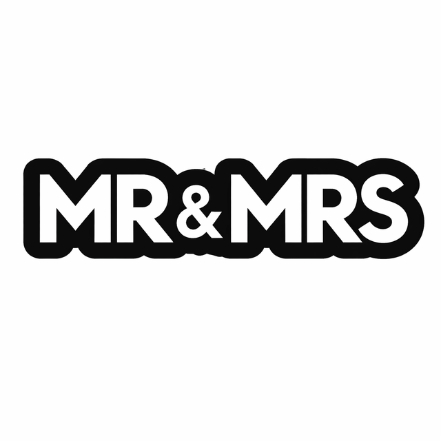 Mr&Mrs Individual Prop displayed in bold black text on a white background, part of a fun new collection.