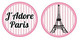 Colorful Paris party prop featuring 'J'Adore Paris' text and Eiffel Tower illustration, perfect for young adult celebrations.