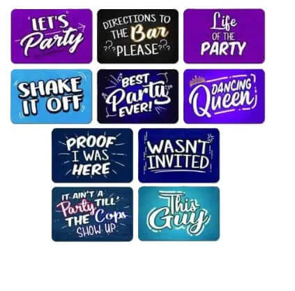 Any Time Party Prop Set 5 Piece Photo Booth Props For Parties And Events In Vibrant Colors