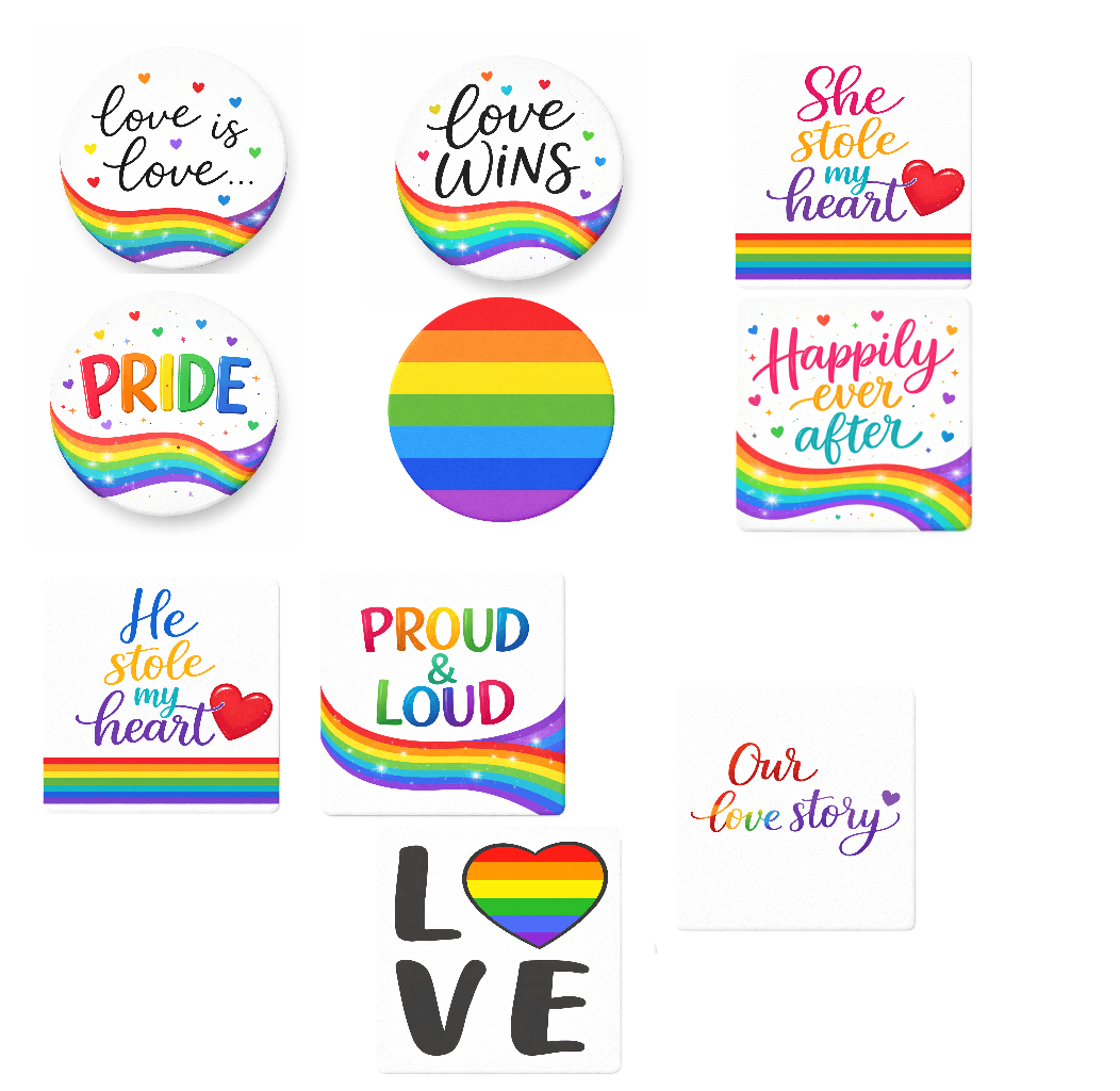 Colorful Pride Themed Photo Props Set 5 Pieces Each 10 Inches Durable 6mm PVC For Festive Celebrations.