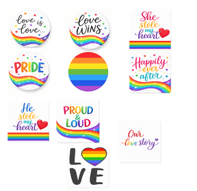 Colorful Pride Themed Photo Props Set 5 Pieces Each 10 Inches Durable 6mm PVC For Festive Celebrations.