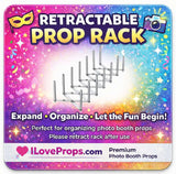 Retractable Prop Stand for easy organization and display of photo booth props at any event.