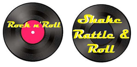 Colorful Rock n Roll vinyl record prop for retro 50's party, double-sided printing, 12 inches round, amazing quality.