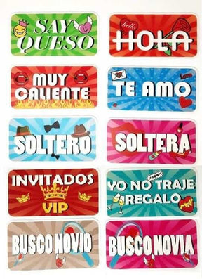 "SPANISH SAY QUESO Collection" - Photo Booth Sign Props in Spanish - Set of 5 - Double sided - Eventprinters.com
