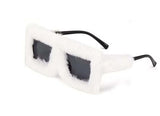 White Furry Glasses for fun party props, perfect for photo booths and themed events.