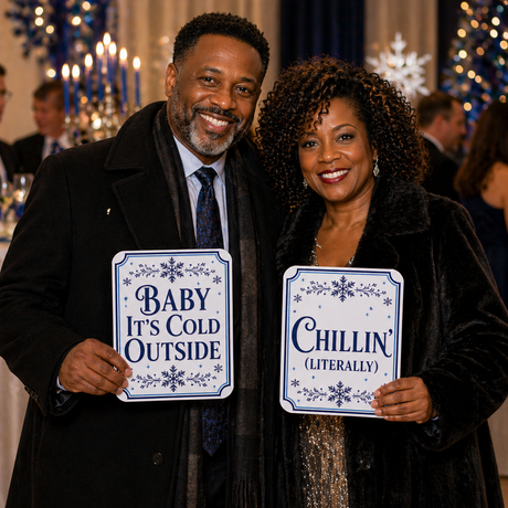 Holiday Corporate - Photo Booth Sign Props . Set of5  - Double Sided used in a festive photo session.